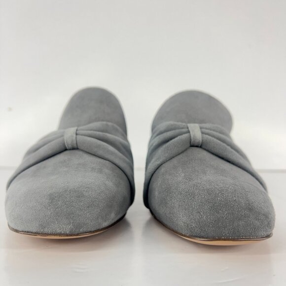 Sz 8- Vionic Plaza Presley Grey Suede Bow Front Square Toe Block‎ Heeled Mules - Picture 3 of 14